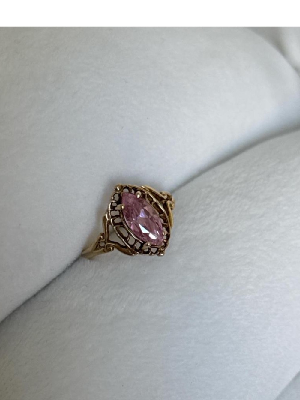 Gold Ring with Pink Marquise Crystal